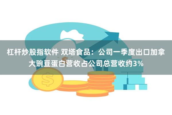 杠杆炒股指软件 双塔食品：公司一季度出口加拿大豌豆蛋白营收占公司总营收约3%