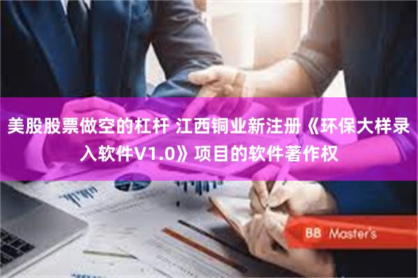 美股股票做空的杠杆 江西铜业新注册《环保大样录入软件V1.0》项目的软件著作权